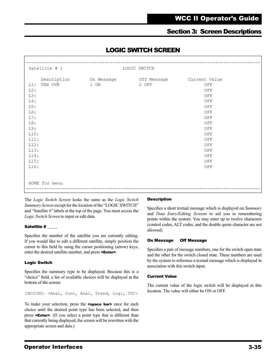 Logic switch screen | WattMaster WCC II User Manual | Page 67 / 252