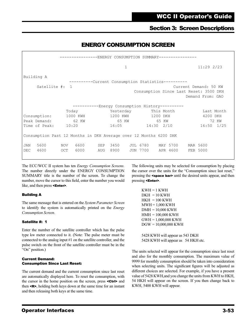 Energy consumption screen | WattMaster WCC II User Manual | Page 85 / 252