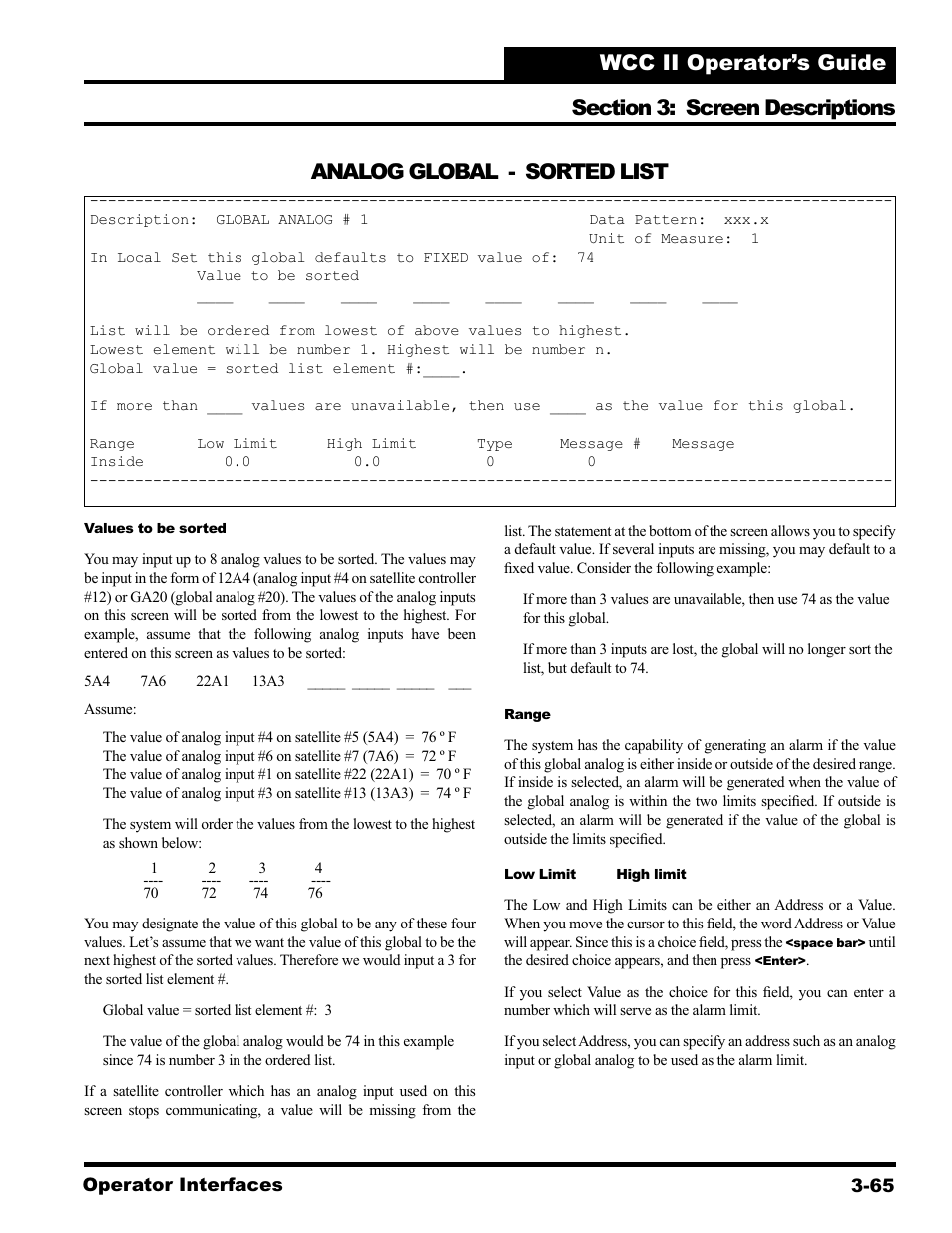 Analog global - sorted list | WattMaster WCC II User Manual | Page 97 / 252