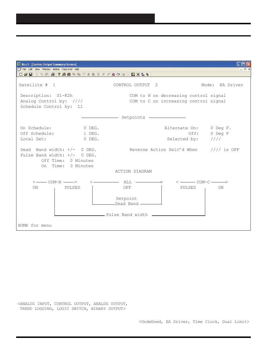 Wcc3.exe screen descriptions, Ea driver screen, Control output ea driver screen | WattMaster WM-WCC3-TGD-01B User Manual | Page 168 / 846