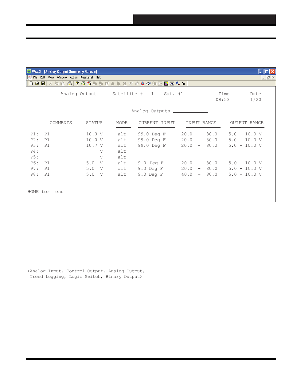 Wcc3.exe screen descriptions, Analog output summary screen | WattMaster WM-WCC3-TGD-01B User Manual | Page 177 / 846