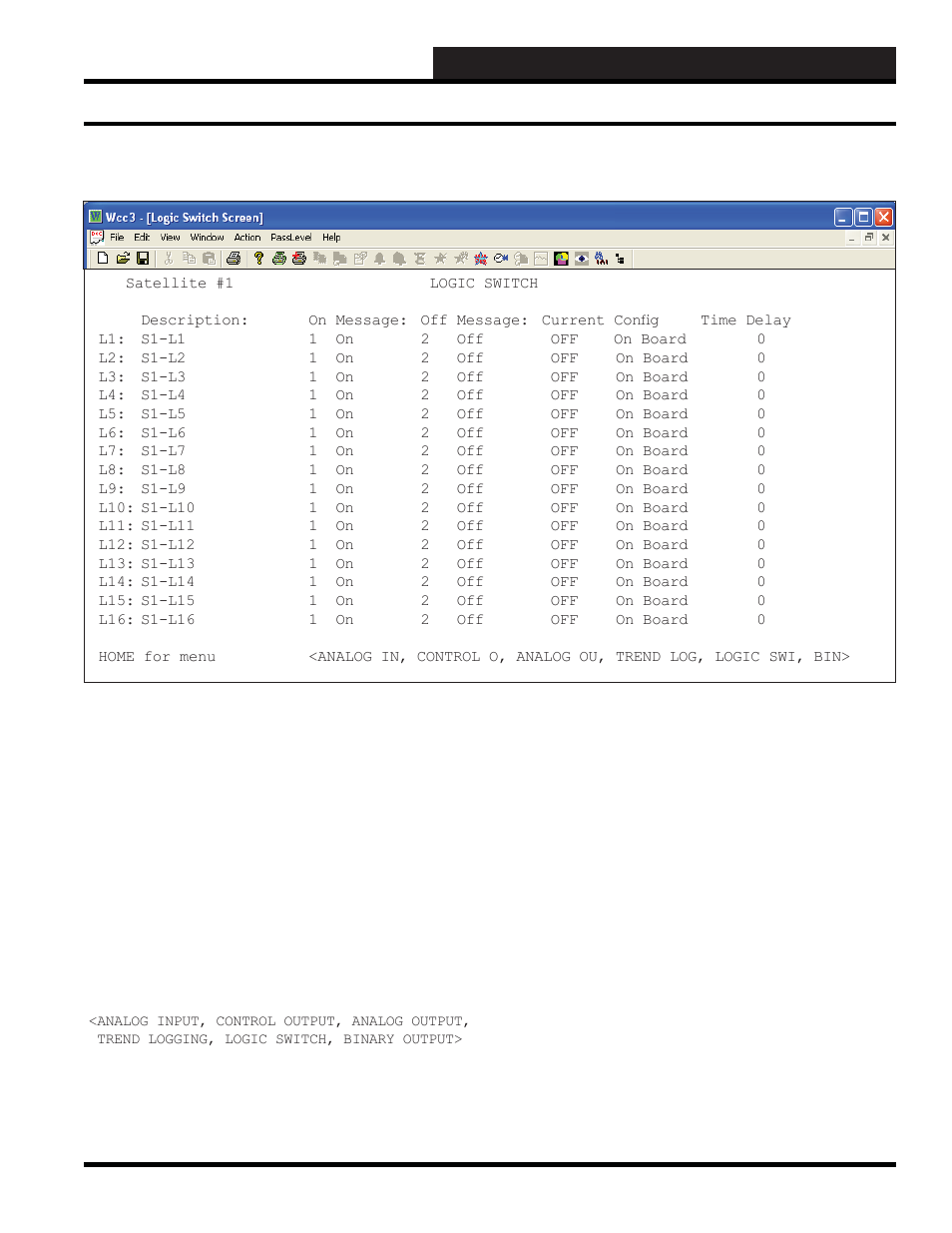 Wcc3.exe screen descriptions, Logic switch screen | WattMaster WM-WCC3-TGD-01B User Manual | Page 191 / 846