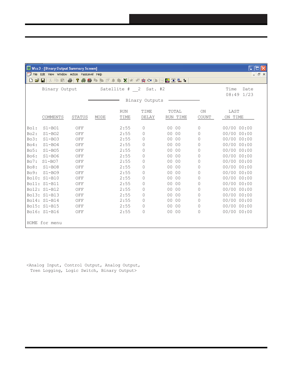 Wcc3.exe screen descriptions, Binary output summary screen | WattMaster WM-WCC3-TGD-01B User Manual | Page 195 / 846