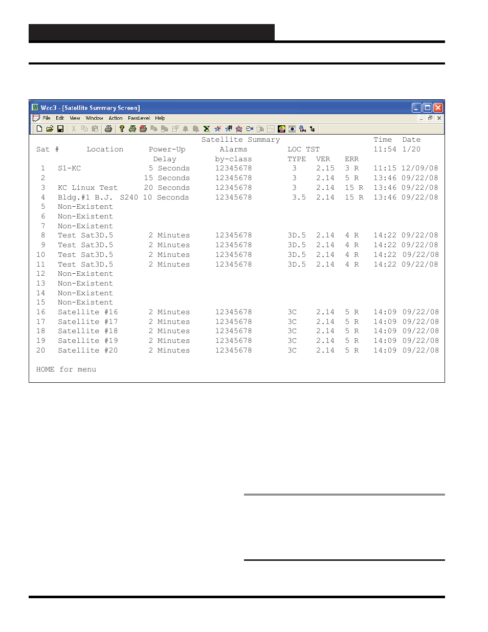 Wcc3.exe screen descriptions, Satellite summary screen satellite summary screen | WattMaster WM-WCC3-TGD-01B User Manual | Page 202 / 846