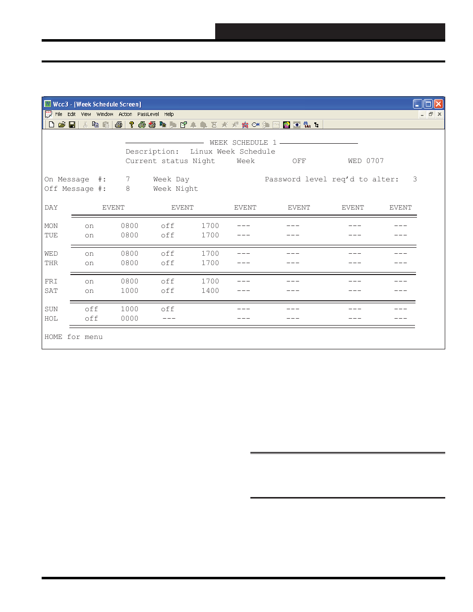 Wcc3.exe screen descriptions, Holiday schedule screen | WattMaster WM-WCC3-TGD-01B User Manual | Page 207 / 846