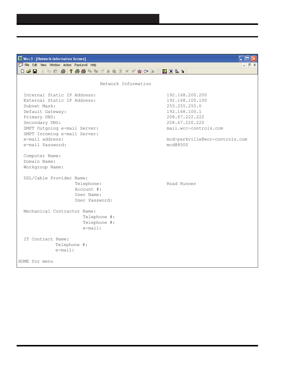 Wcc3.exe screen descriptions, Network information screen | WattMaster WM-WCC3-TGD-01B User Manual | Page 226 / 846