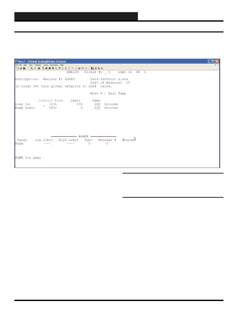 Wcc3.exe screen descriptions, Analog global dual ramp mode screen, Analog global - dual ramp mode | WattMaster WM-WCC3-TGD-01B User Manual | Page 268 / 846