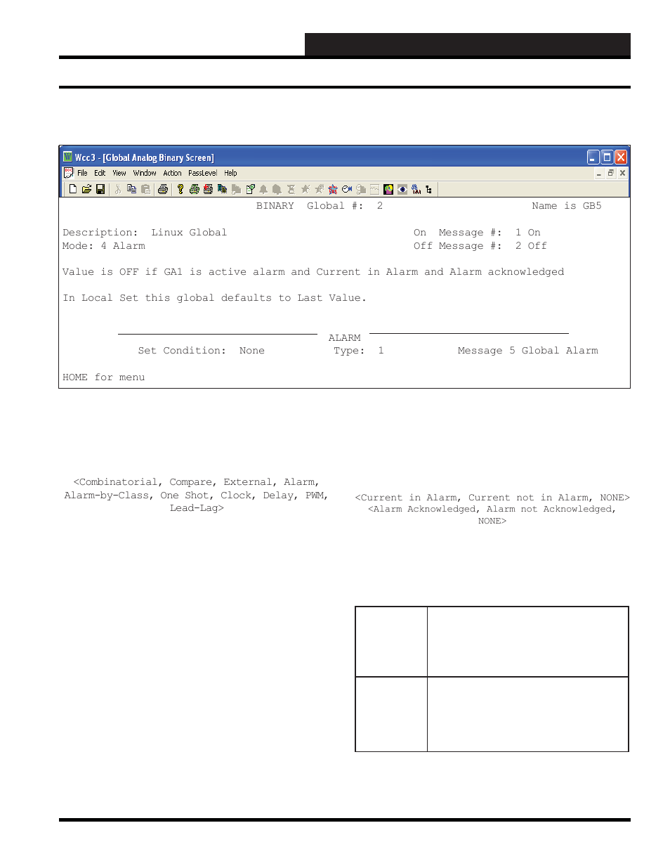 Binary global alarm mode screen | WattMaster WM-WCC3-TGD-01B User Manual | Page 283 / 846