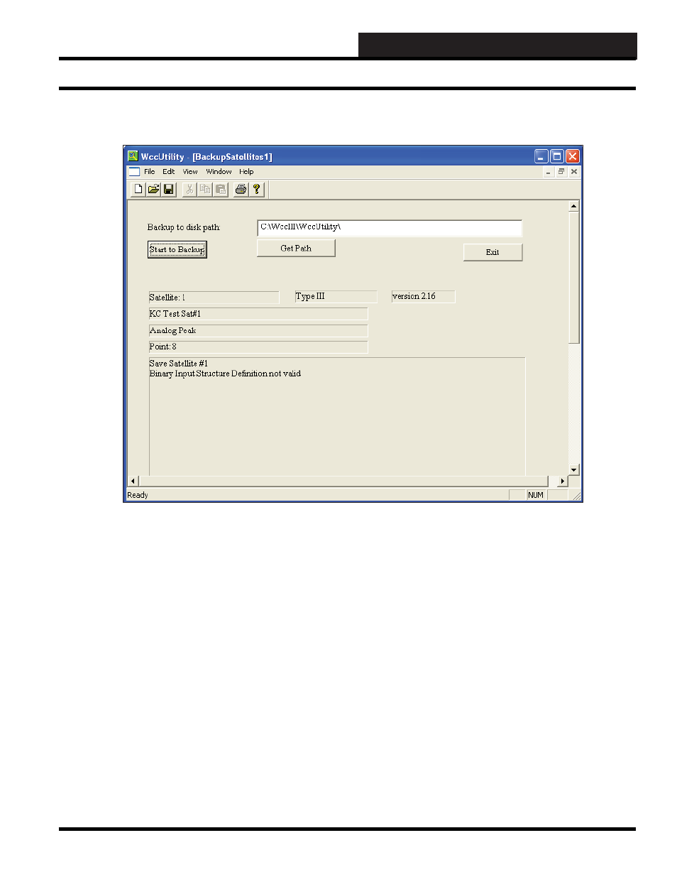 Wccutility.exe screens, Backup satellites backup satellites screen | WattMaster WM-WCC3-TGD-01B User Manual | Page 405 / 846