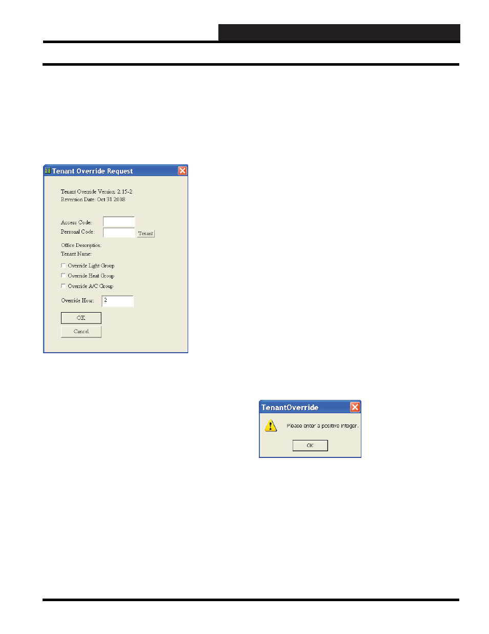 Tenant override program tenant override rquest, Tenant override request | WattMaster WM-WCC3-TGD-01B User Manual | Page 431 / 846