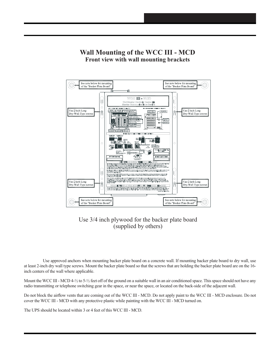 Wall mounting of the wcc iii - mcd | WattMaster WM-WCC3-TGD-01B User Manual | Page 499 / 846