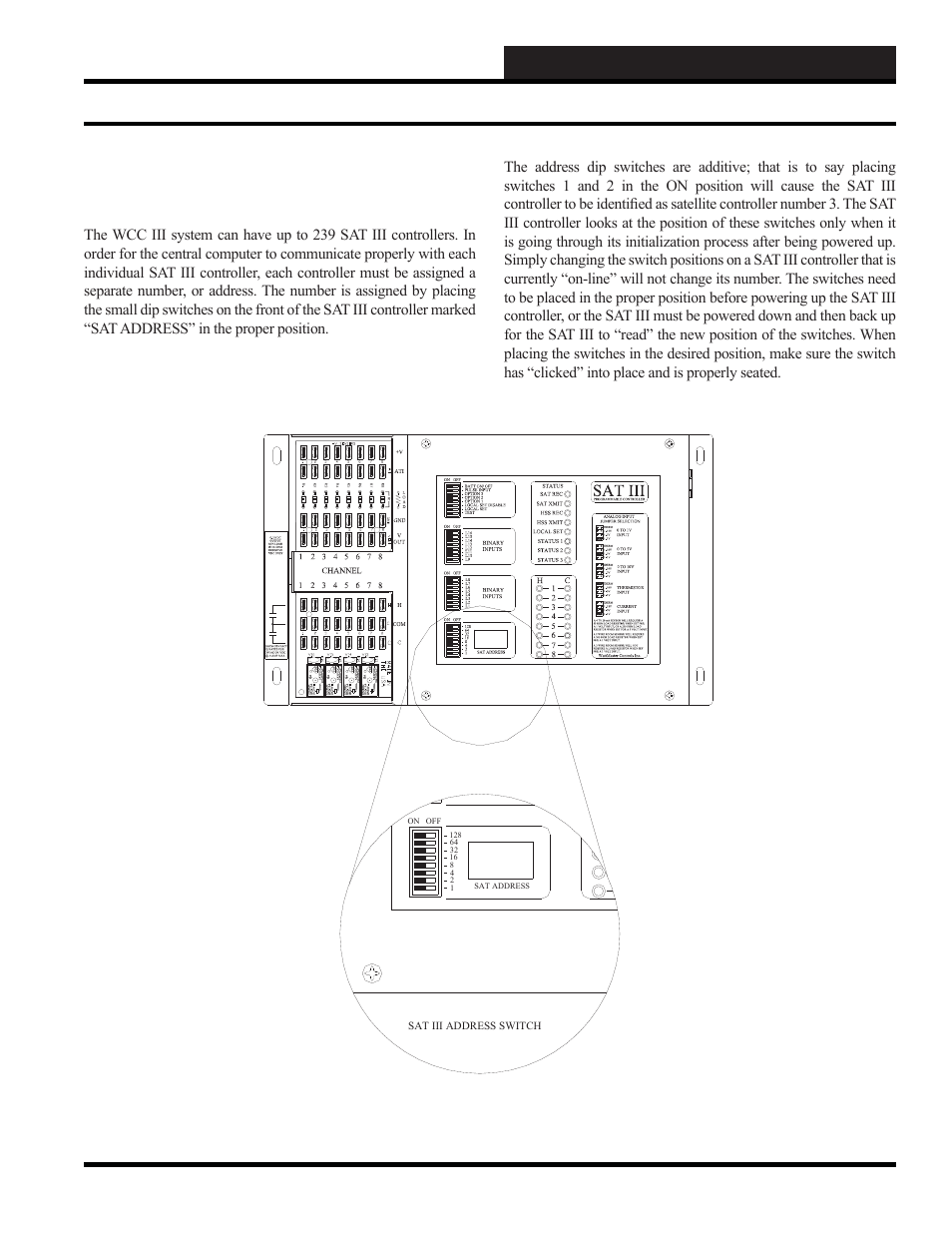 Wcc iii installation guide, Addressing (numbering) of sat iii controllers, Sat iii addressing | Wcc iii technical guide 12-19 | WattMaster WM-WCC3-TGD-01B User Manual | Page 515 / 846