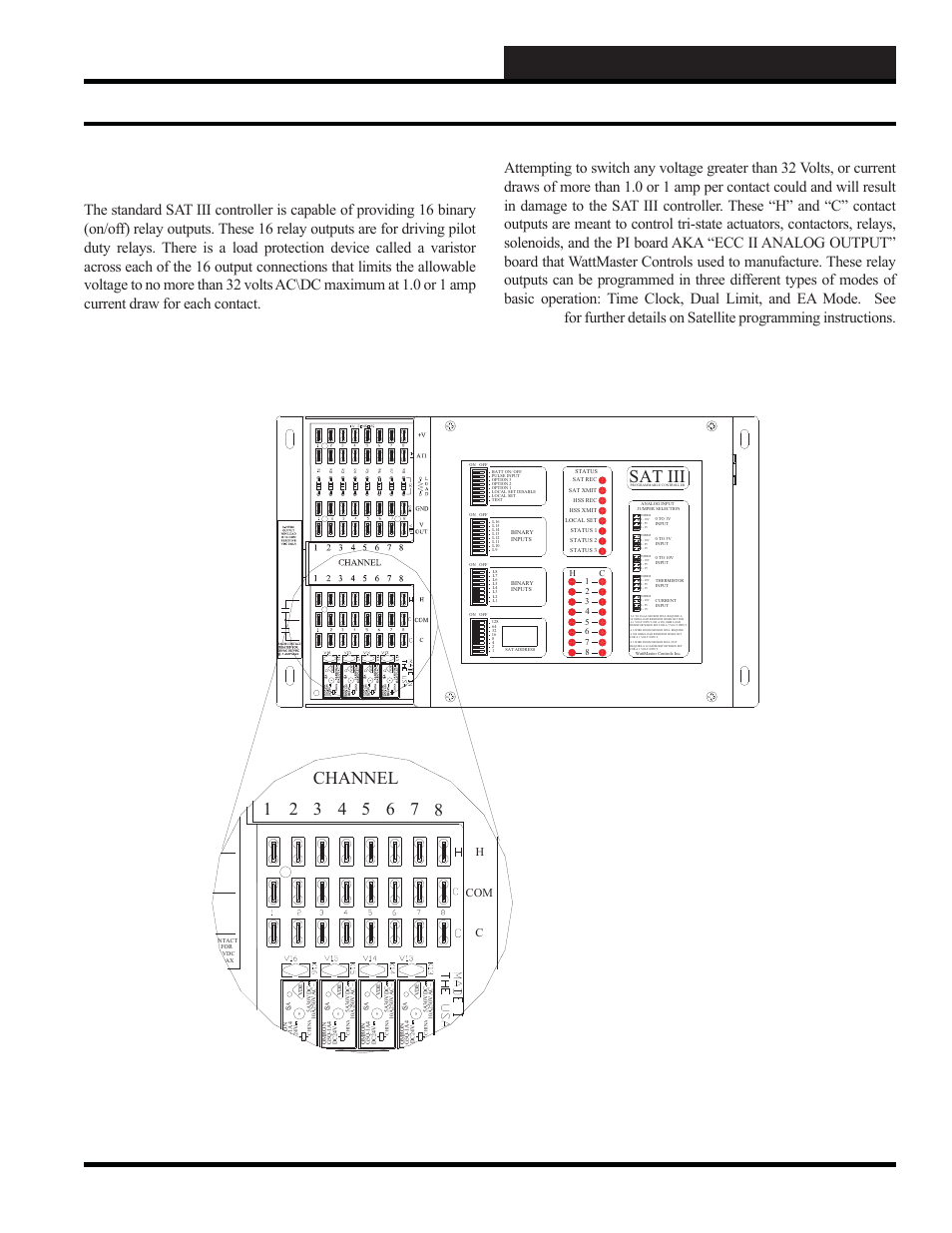 Wcc iii installation guide, Sat iii relay outputs, Wcc iii technical guide 12-21 | Sat iii, Hc com | WattMaster WM-WCC3-TGD-01B User Manual | Page 517 / 846