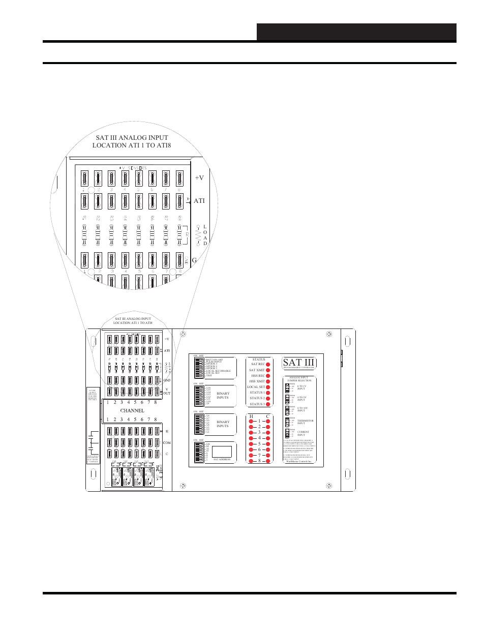 Wcc iii installation guide, Sat iii analog inputs, Sat iii | Wcc iii technical guide 12-41, Figure 12-34: sat iii analog inputs location, V ati sat iii analog input location ati 1 to ati8 | WattMaster WM-WCC3-TGD-01B User Manual | Page 537 / 846