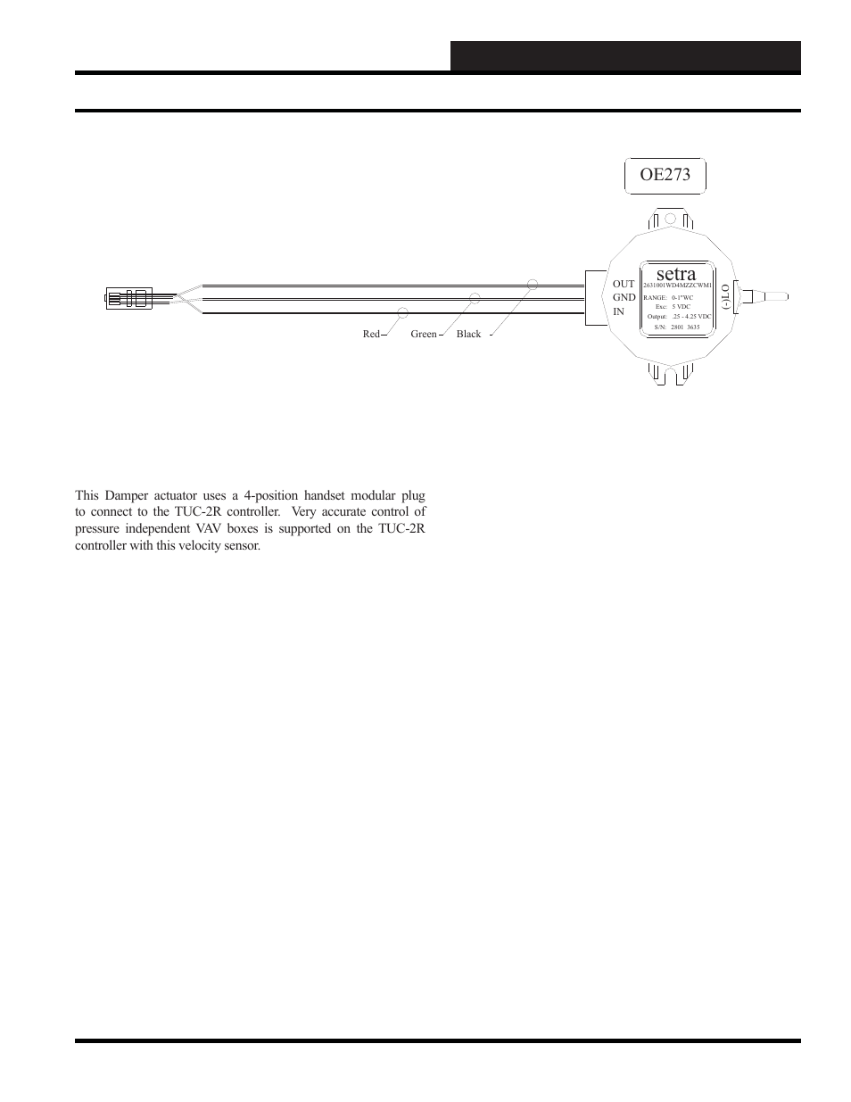 Setra, Wcc iii installation guide, Tuc-2r velocity sensor | Oe273, Wcc iii technical guide 12-69 | WattMaster WM-WCC3-TGD-01B User Manual | Page 565 / 846
