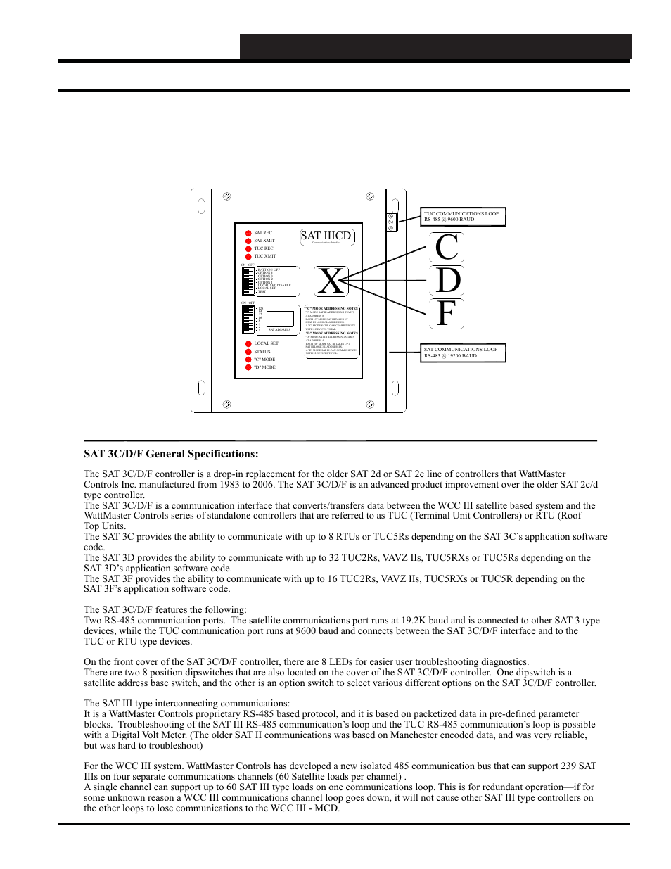 Xc d f, Wcc iii technical guide 15-1, Sat 3c/d/f general specifications | Sat iiicd | WattMaster WM-WCC3-TGD-01B User Manual | Page 693 / 846