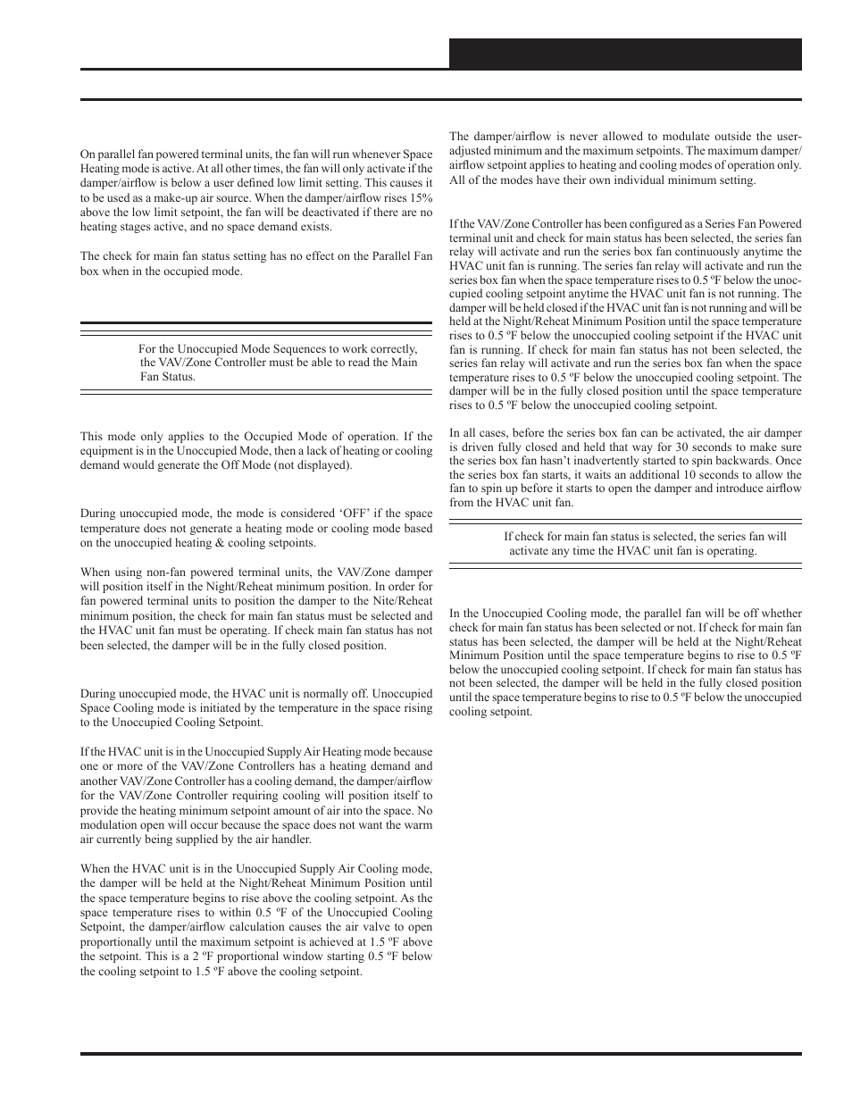 Unoccupied mode sequences, Sequence of operations | WattMaster WM-WCC3-TGD-01B User Manual | Page 829 / 846