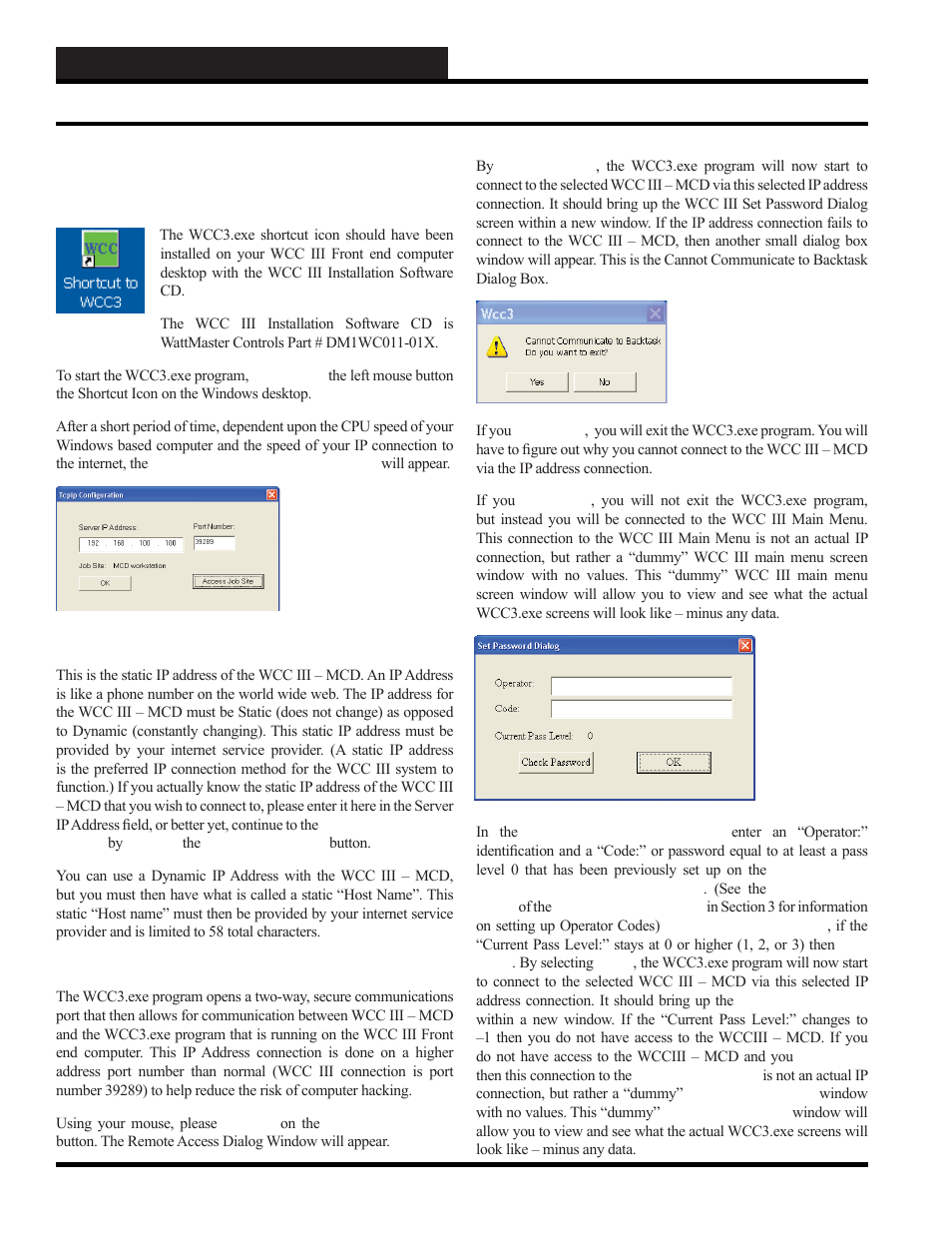 Initiating the system, Running the wcc3 program | WattMaster WCC III part 3 User Manual | Page 10 / 44