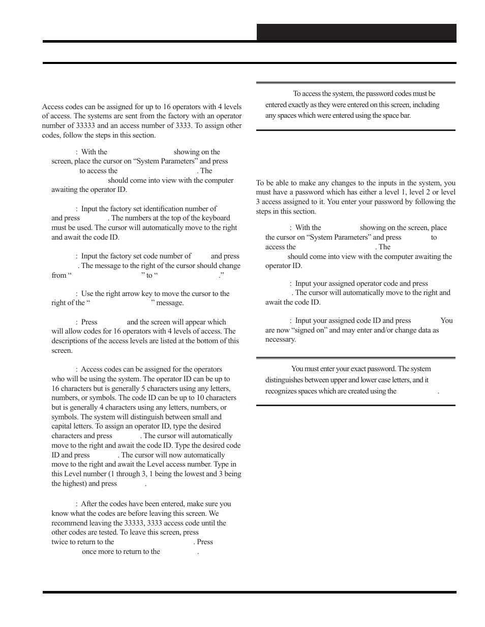 Initiating the system, Assigning operator access codes, Password entry | Setting passcodes | WattMaster WCC III part 3 User Manual | Page 13 / 44