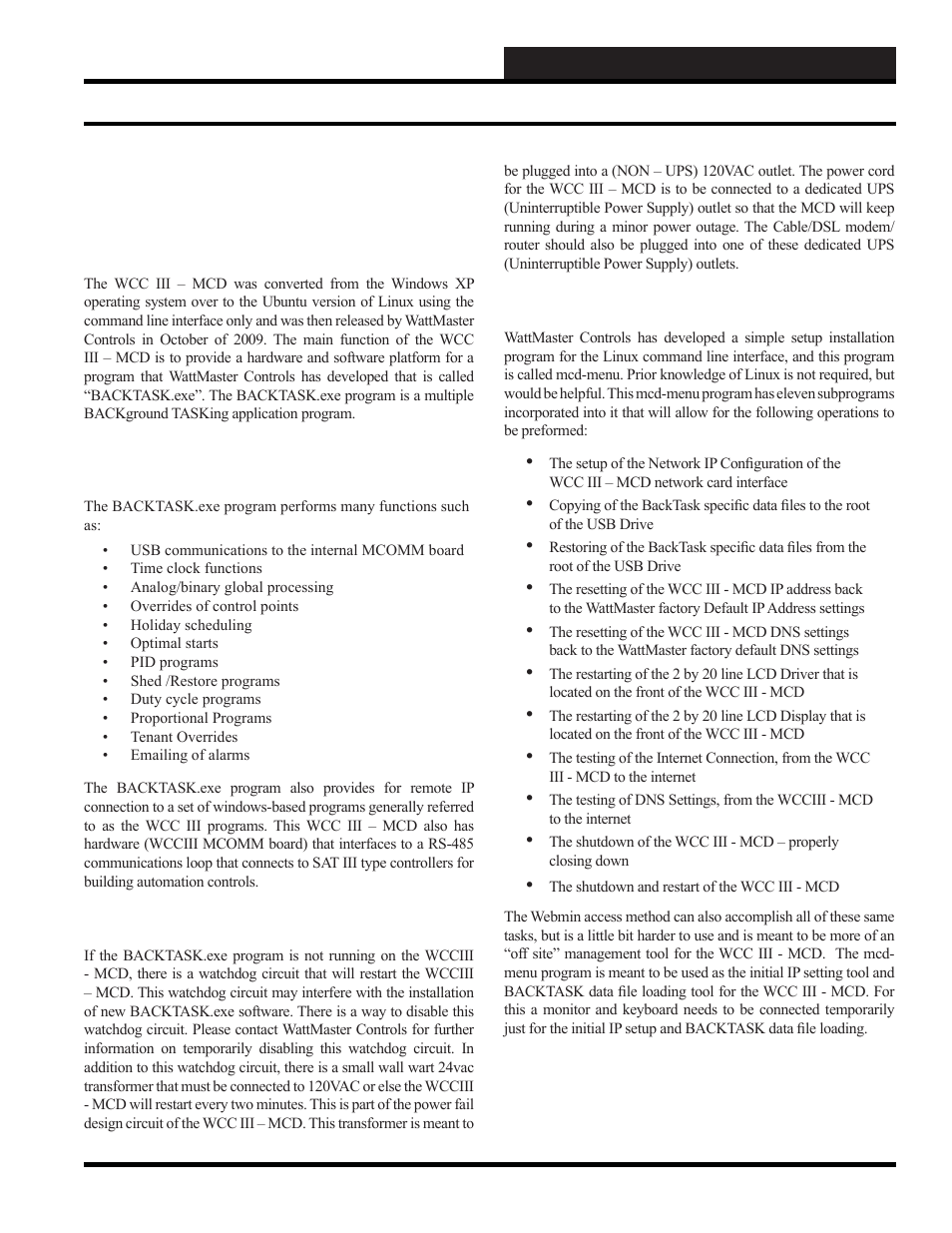 Initiating the system, The wcc iii - mcd the wcc iii – mcd | WattMaster WCC III part 3 User Manual | Page 19 / 44