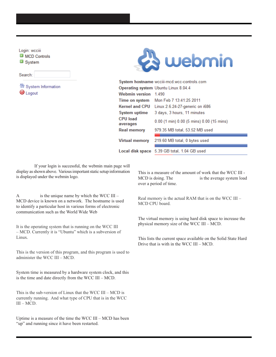 Initiating the system, Webmin administration - limited version | WattMaster WCC III part 3 User Manual | Page 28 / 44