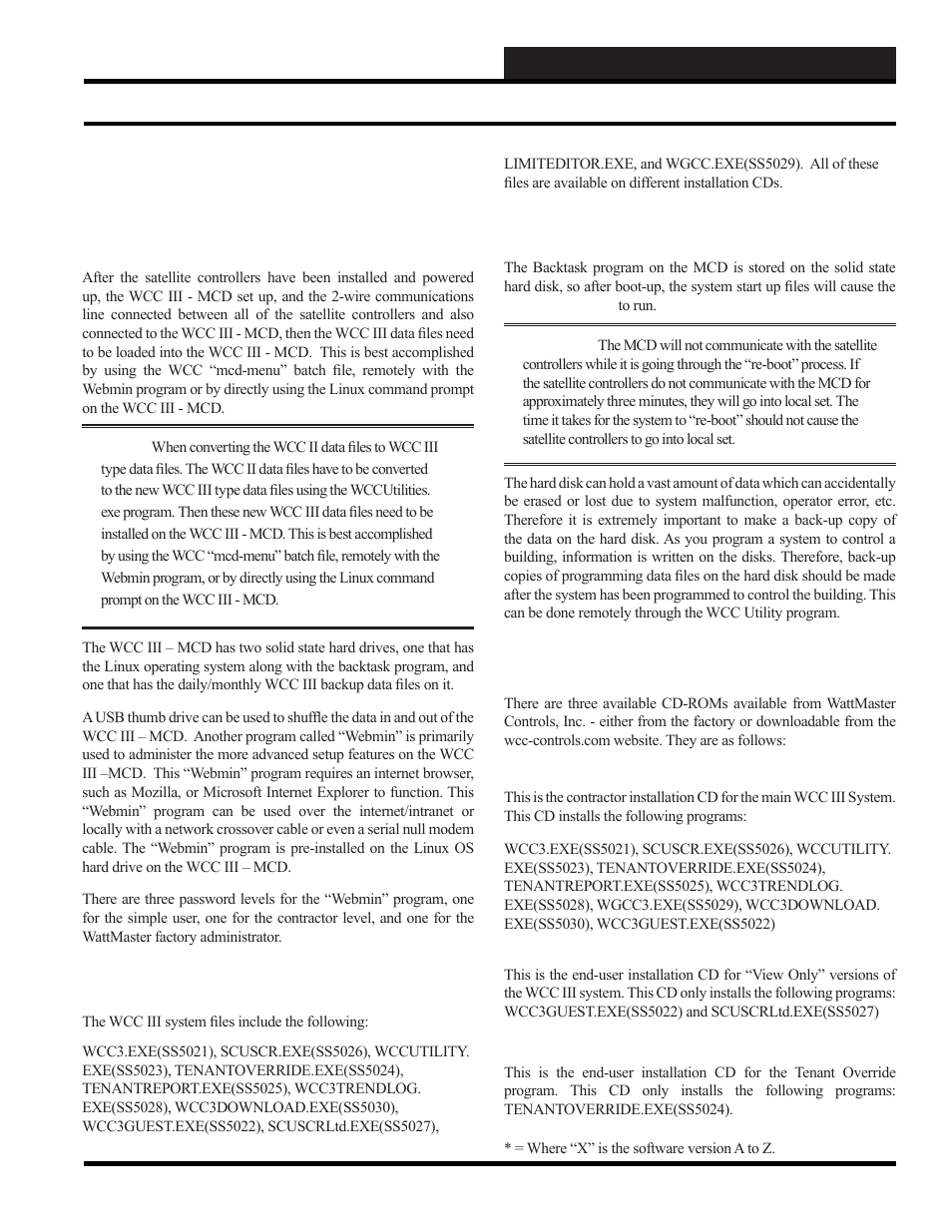 Initiating the system, Wcc iii system files, Mcd system files | Wcc iii installation software cds, Wcc iii and mcd system files | WattMaster WCC III part 3 User Manual | Page 3 / 44