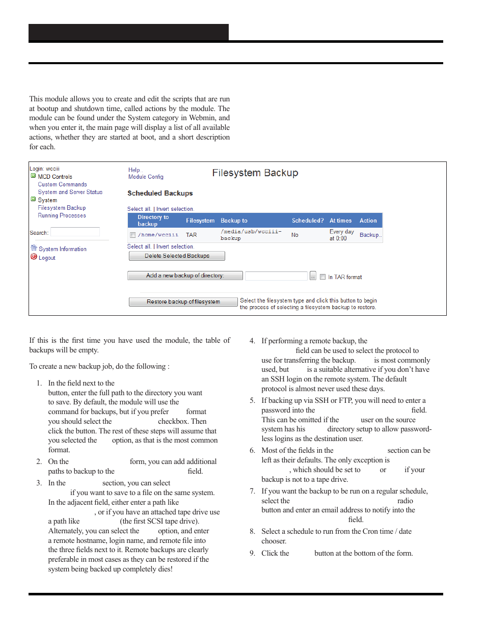 Initiating the system, Webmin administration - limited version | WattMaster WCC III part 3 User Manual | Page 32 / 44