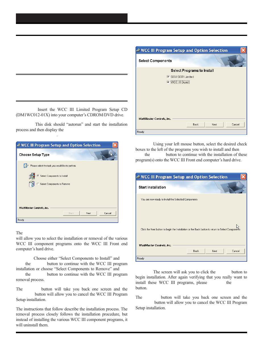 Initiating the system, Limited wcc3 installation | WattMaster WCC III part 3 User Manual | Page 6 / 44