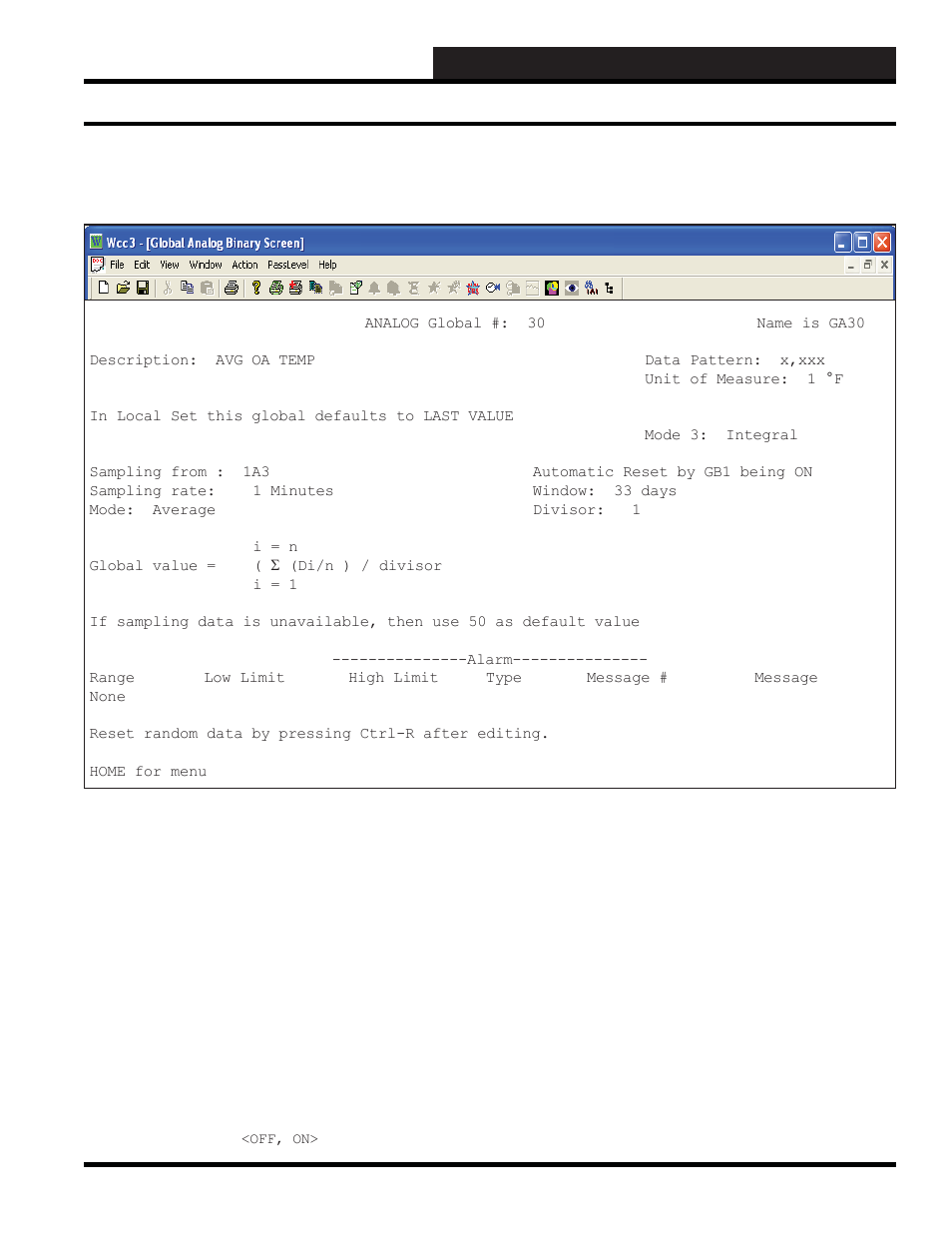 Wcc3.exe screen descriptions, Global analog - integral mode average mode screen, Analog global integral mode average mode screen | WattMaster WCC III part 4 User Manual | Page 139 / 198