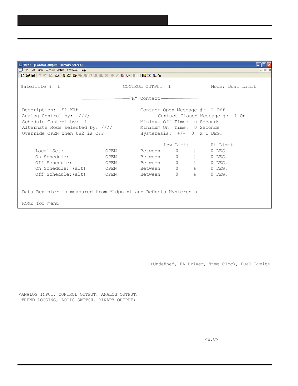 Wcc3.exe screen descriptions, Dual limit screen, Control output dual limit screen | WattMaster WCC III part 4 User Manual | Page 60 / 198