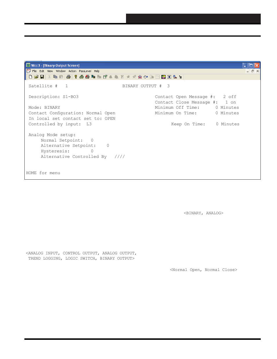 Wcc3.exe screen descriptions binary output screen, Binary output screen | WattMaster WCC III part 4 User Manual | Page 89 / 198