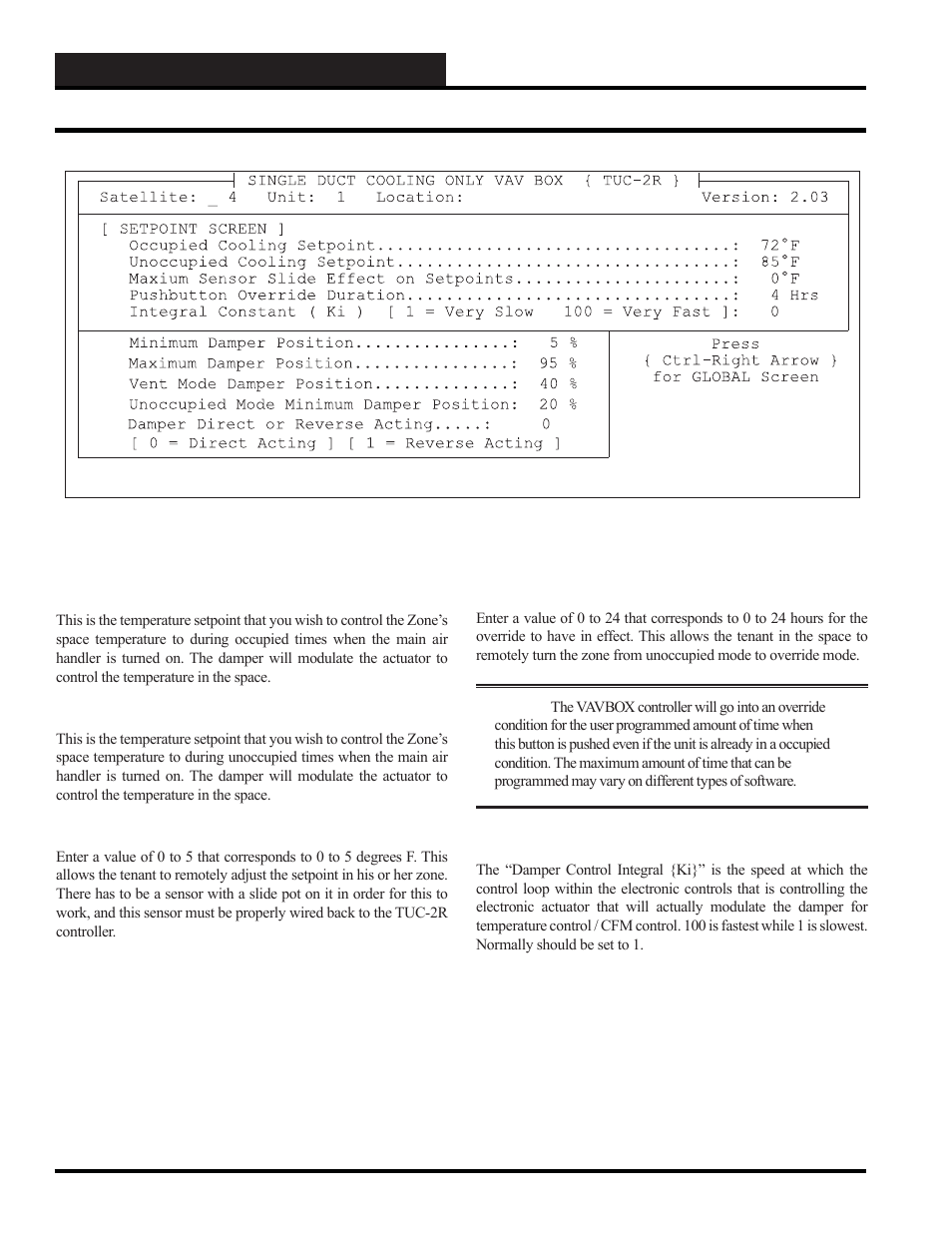 Scuscr.exe screens, Single duct cooling only screen | WattMaster WCC III part 5 User Manual | Page 34 / 72