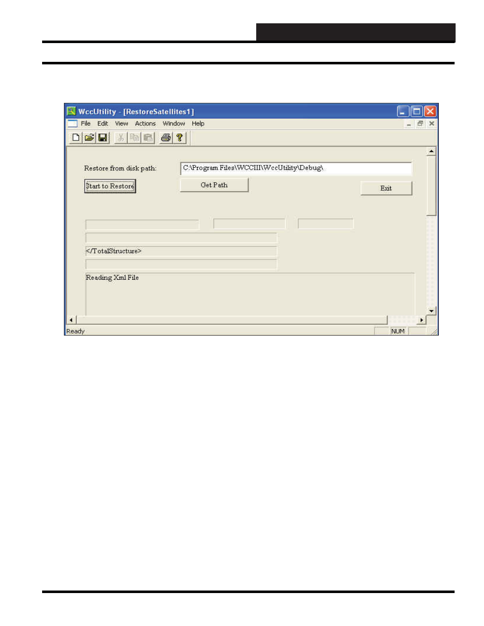 Wccutility.exe screens, Restore satellites, Restore satellites screen | WattMaster WCC III part 6 User Manual | Page 29 / 44