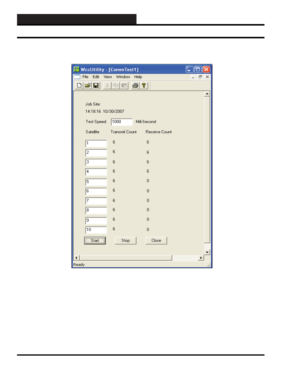 Wccutility.exe screens comm test, Comm test screen | WattMaster WCC III part 6 User Manual | Page 32 / 44