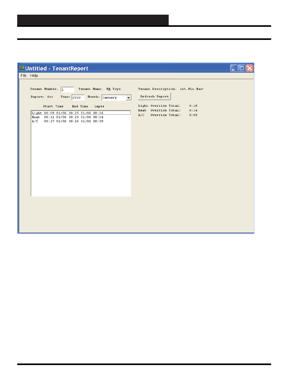 Tenantreport.exe screens, Running the program | WattMaster WCC III part 8 User Manual | Page 4 / 6