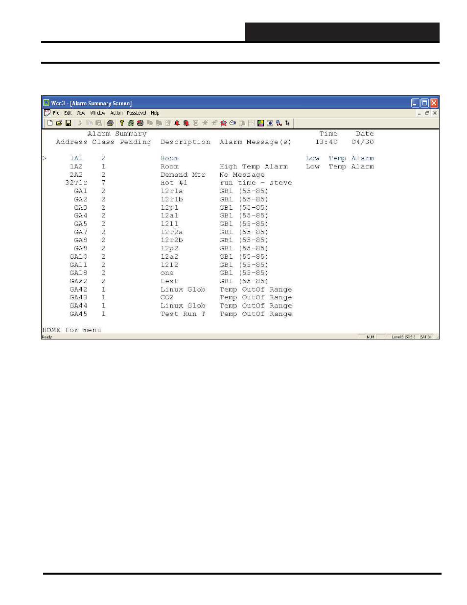 Wcc iii alarming, Alarm summary screen | WattMaster WCC III part 11 User Manual | Page 9 / 14