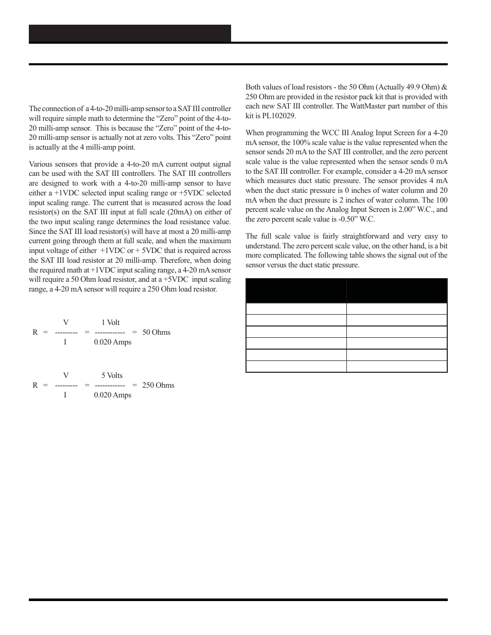 To-20 milli-amp current sensors | WattMaster WCC III part 12 User Manual | Page 48 / 88