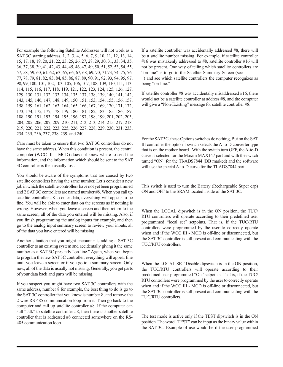 Wcc iii installation, Sat 3c addressing | WattMaster WCC III part 12 User Manual | Page 54 / 88