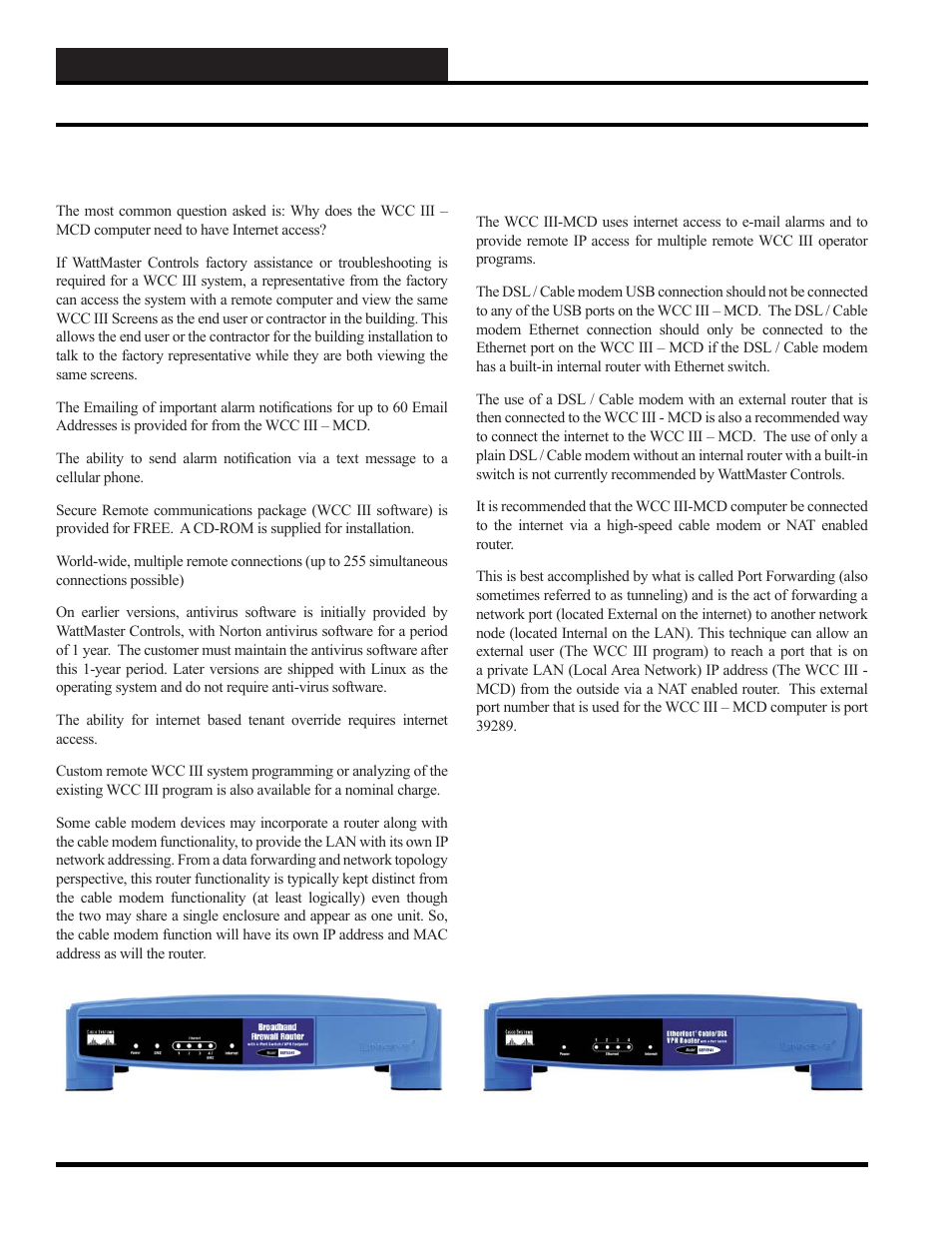 Wcc iii installation wcc iii – mcd internet access, Wcc iii - mcd internet access | WattMaster WCC III part 12 User Manual | Page 6 / 88