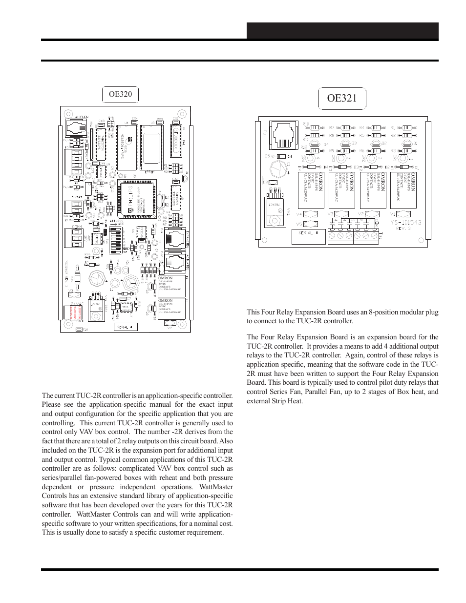 Oe321, Wcc iii installation guide, Tuc-2r and four relay expansion board | Wcc iii technical guide 12-67, Oe320 | WattMaster WCC III part 12 User Manual | Page 69 / 88