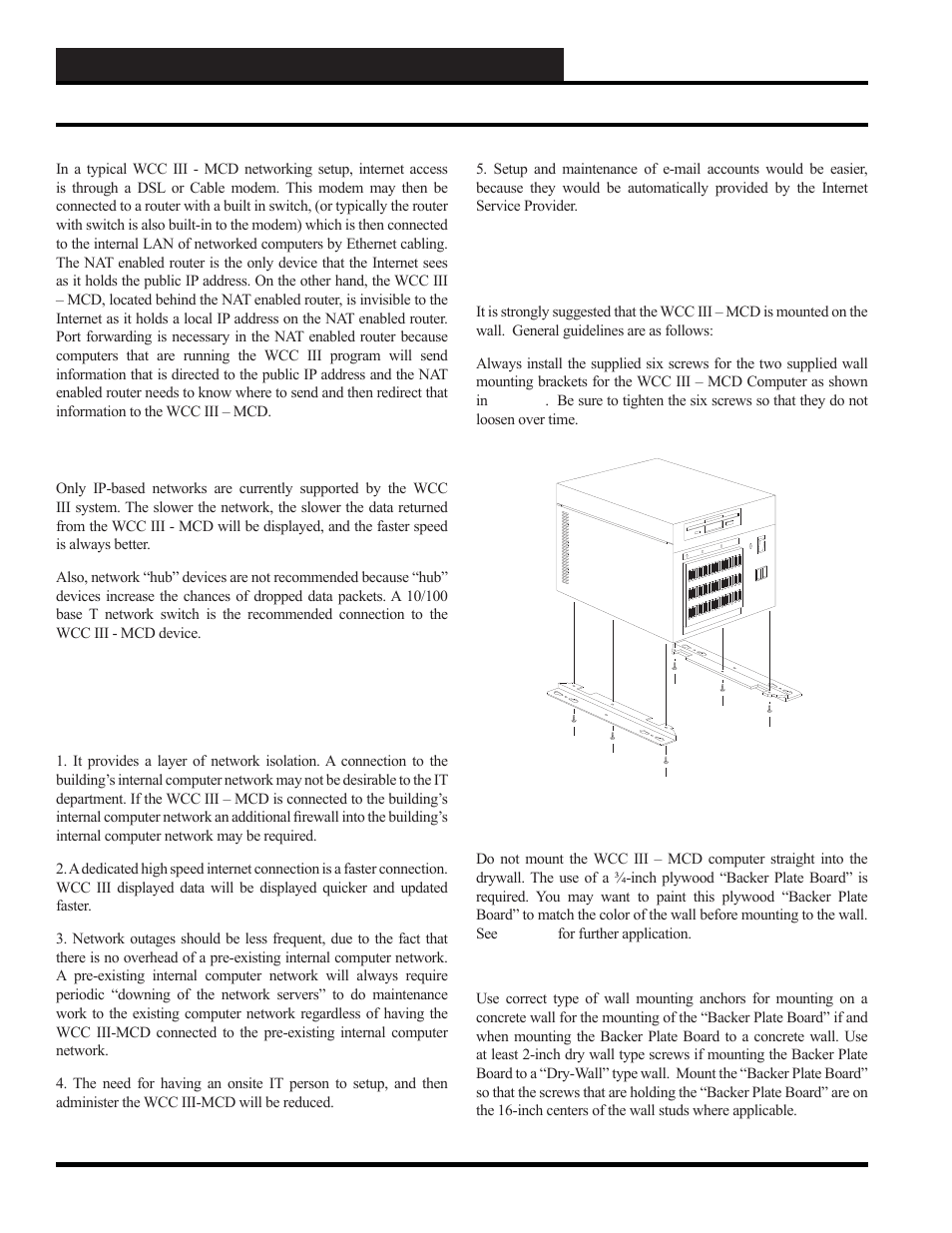 Wcc iii - mcd installation guide, Wall mounting of the wcc iii – mcd, Wcc iii - mcd internet access | WattMaster WCC III part 13 User Manual | Page 6 / 28