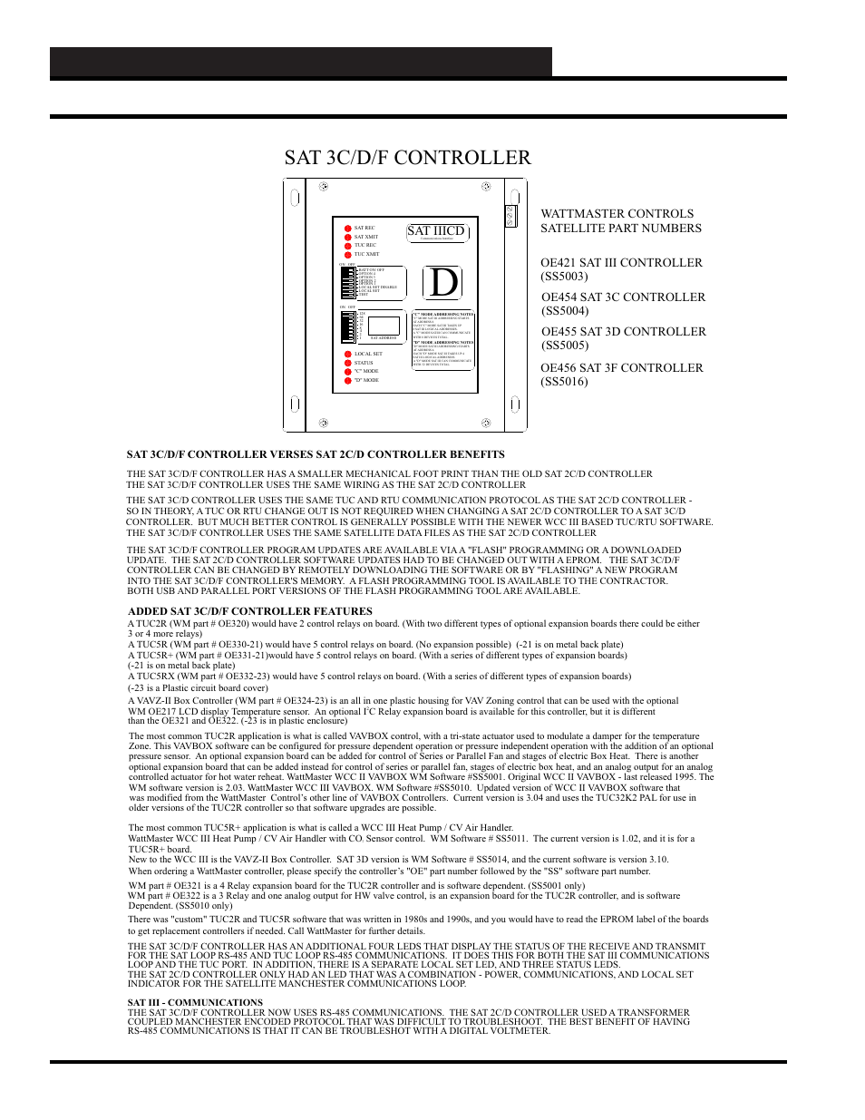 Sat 3c/d/f controller, Wcc iii technical guide 15-2, Sat iiicd | WattMaster WCC III part 16 User Manual | Page 4 / 30