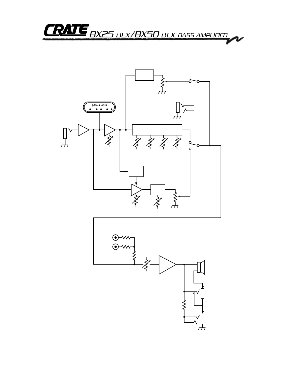 System block diagram, Bass amplifier | Crate Amplifiers BX50 DLX User Manual | Page 7 / 8