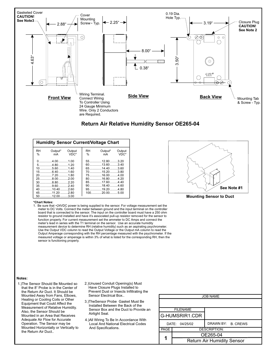 Return air humidity sensor | WattMaster MG331-21-VAVCAV User Manual | Page 41 / 45