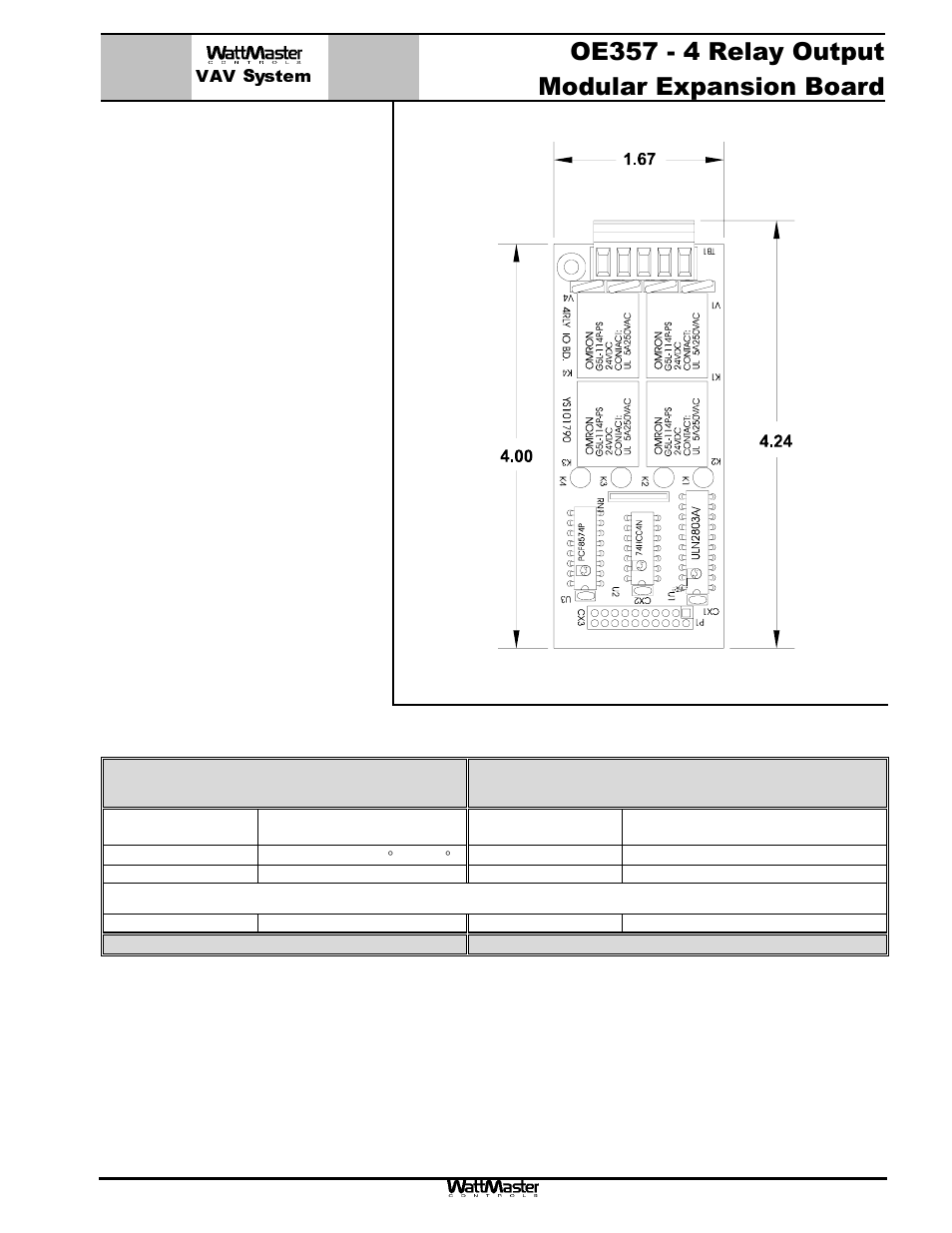 Vav system, Oe357 - 4 relay output modular expansion board, Description | WattMaster MG331-21-VAVCAV User Manual | Page 9 / 45
