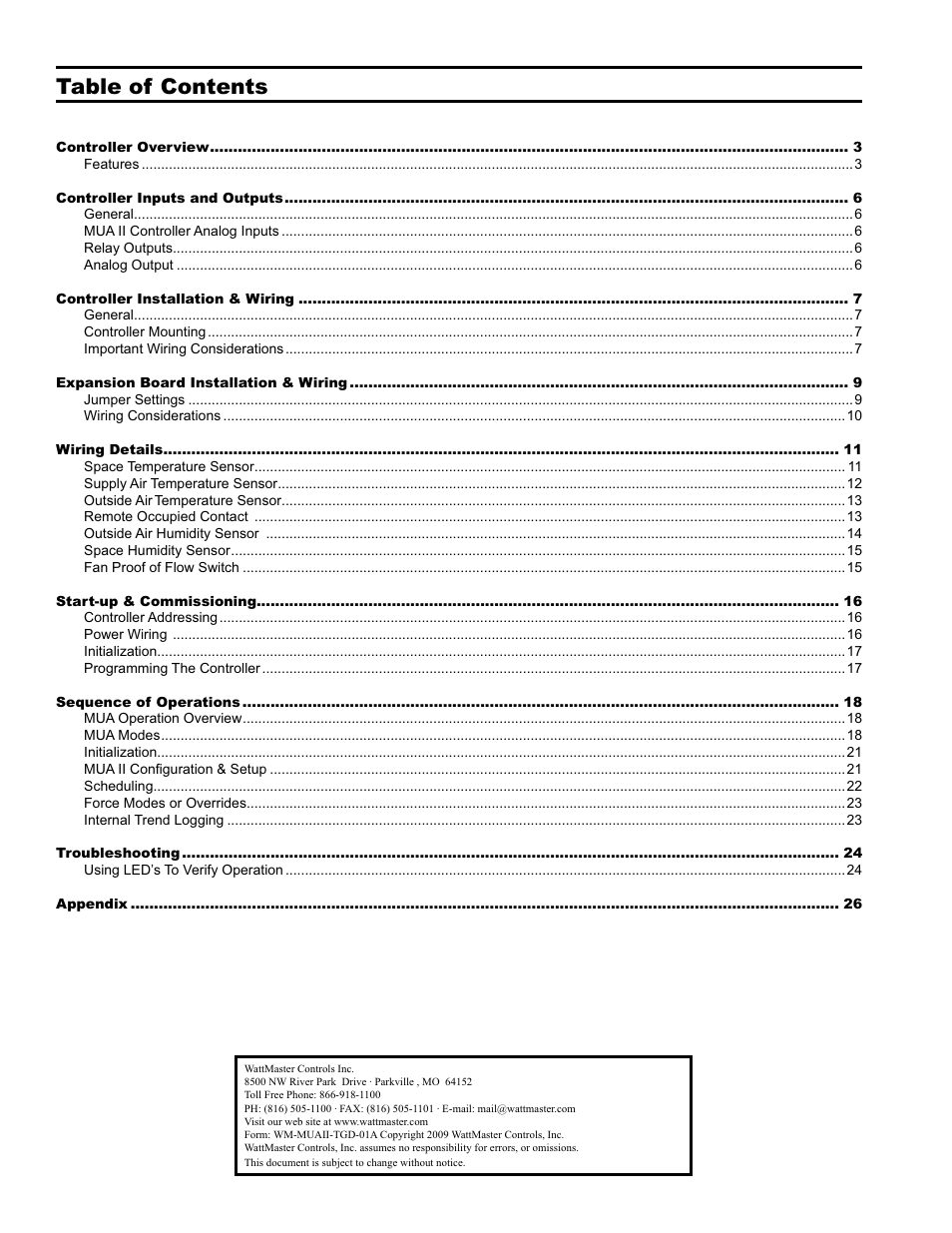 WattMaster MUA II User Manual | Page 2 / 28