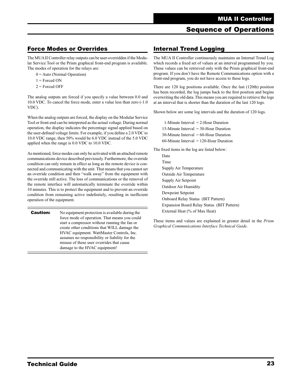 Sequence of operations | WattMaster MUA II User Manual | Page 23 / 28