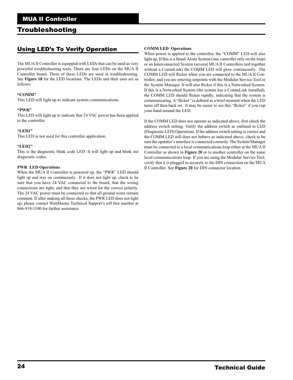 Troubleshooting | WattMaster MUA II User Manual | Page 24 / 28