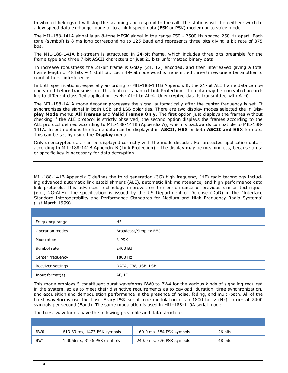 Mil-188-141b (appendix c) | Wavecom W-SPECTRA (Automatic Monitoring System) V1.1.0 User Manual | Page 136 / 292