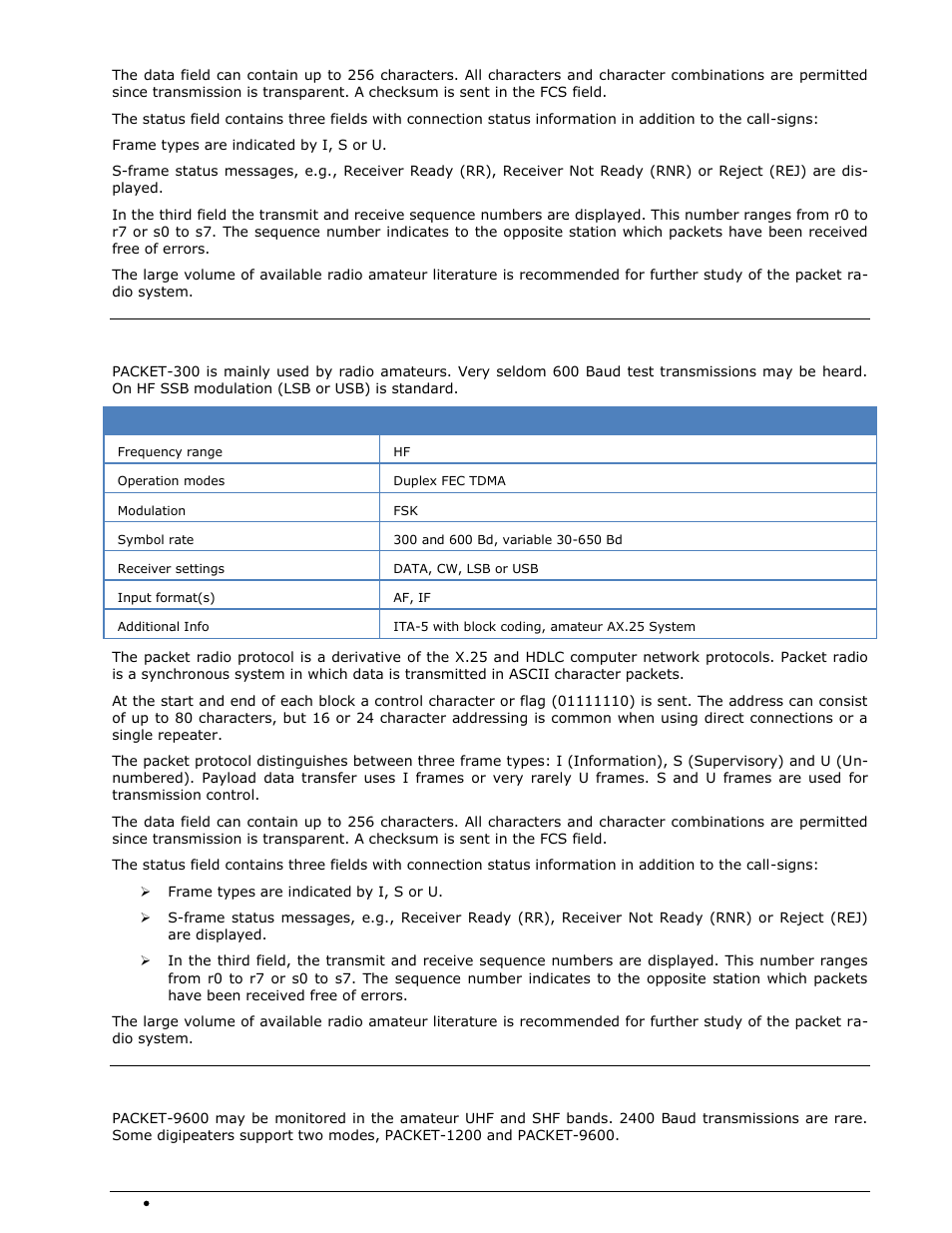 Packet-300, Packet-9600 | Wavecom W-SPECTRA (Automatic Monitoring System) V1.1.0 User Manual | Page 154 / 292